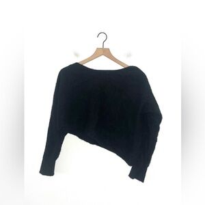 ANTHROPOLOGIE Cashmere Collection Black Cropped Angle Top Size Medium